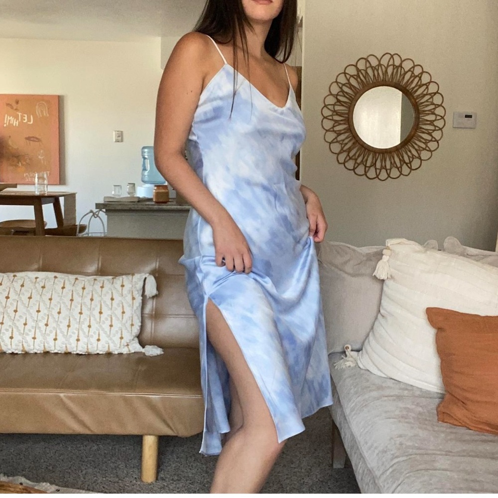 Abercrombie & Fitch Blue Satin Chemise slip dress